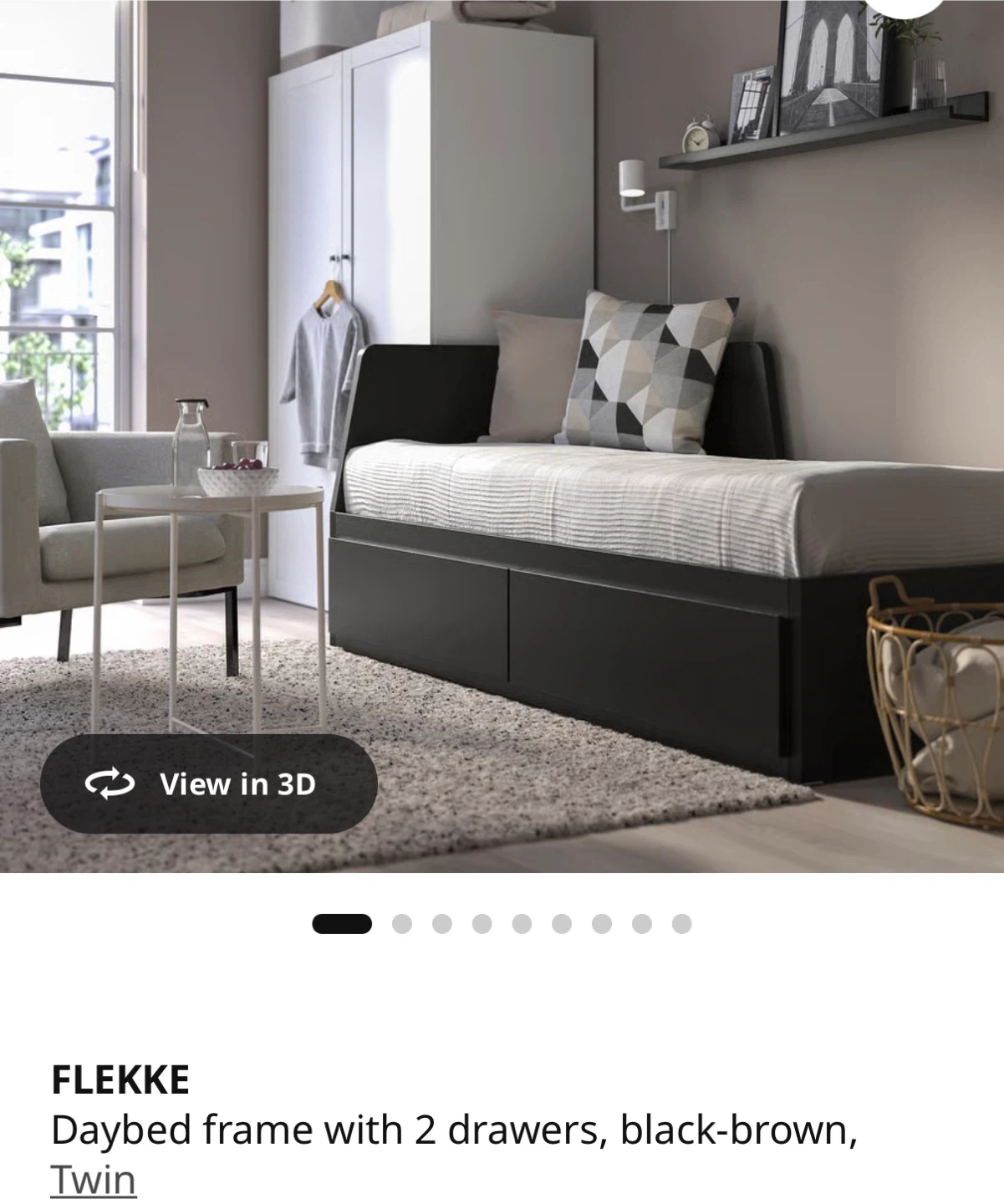 IKEA FLEKKE Daybed frame with 2 drawers, black-brown, Twin - photo 5