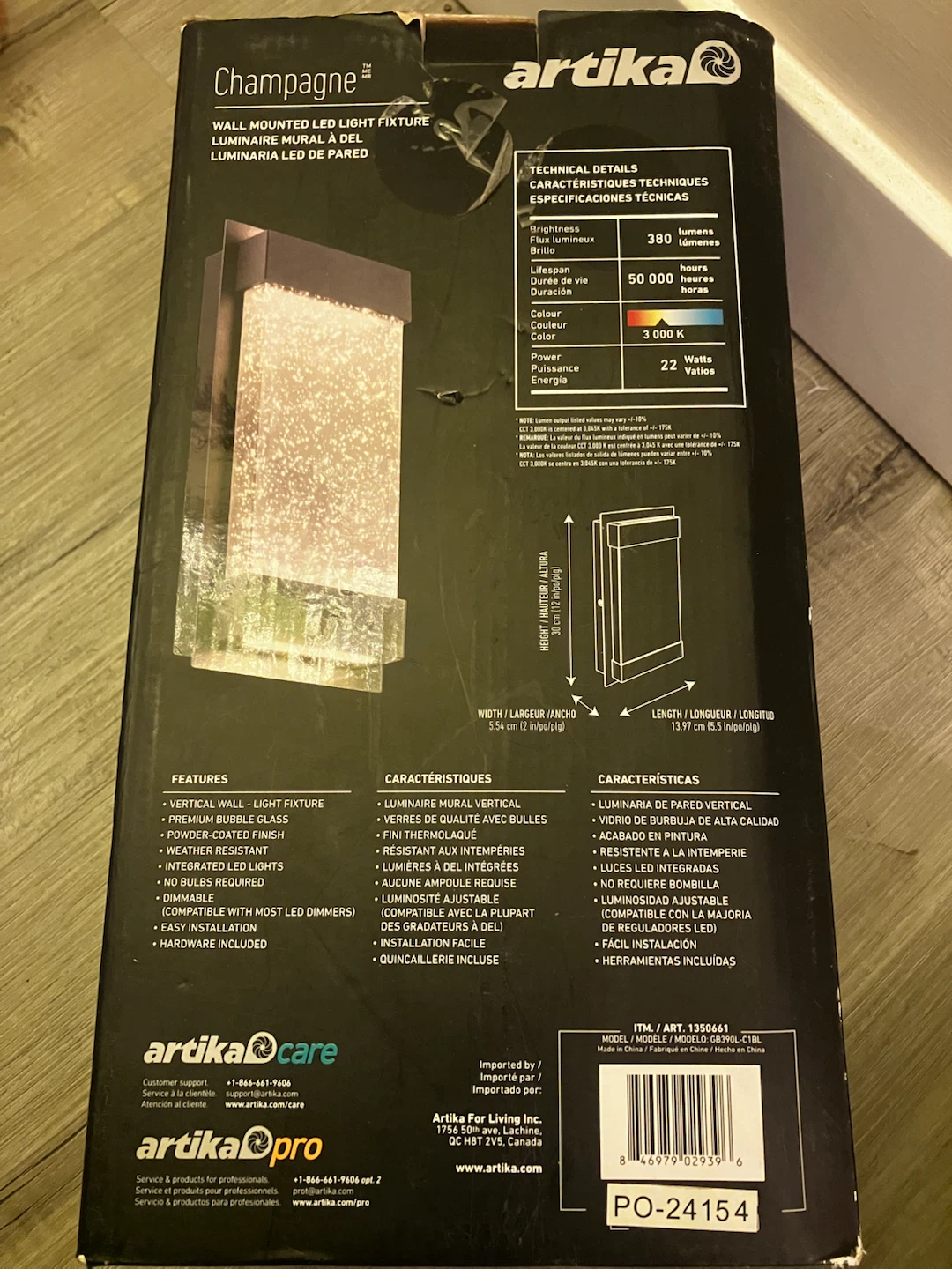 Artika Champagne Wall Mounted LED Light Fixture - photo 2