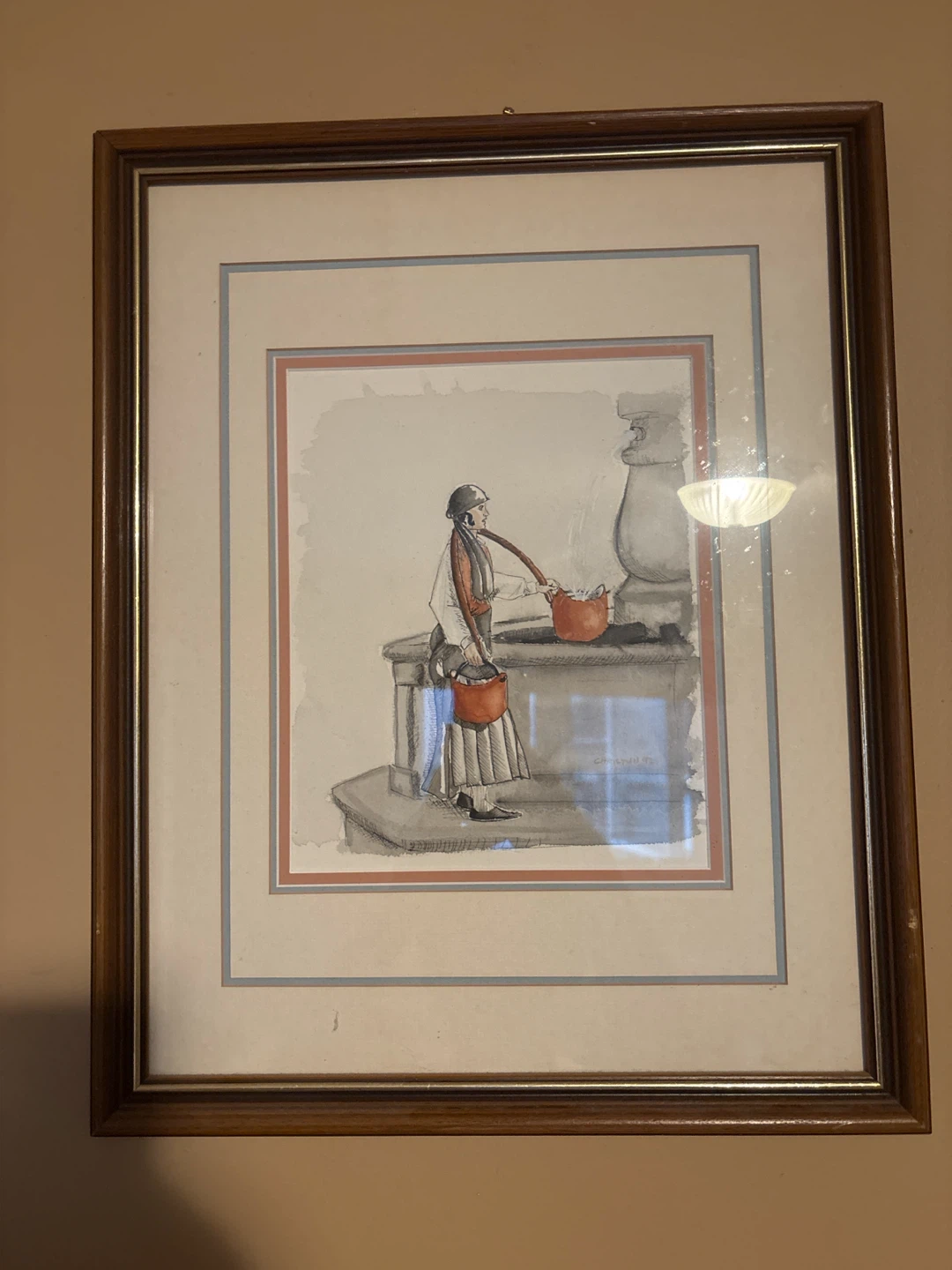 Framed Art Print - Woman with Baskets
