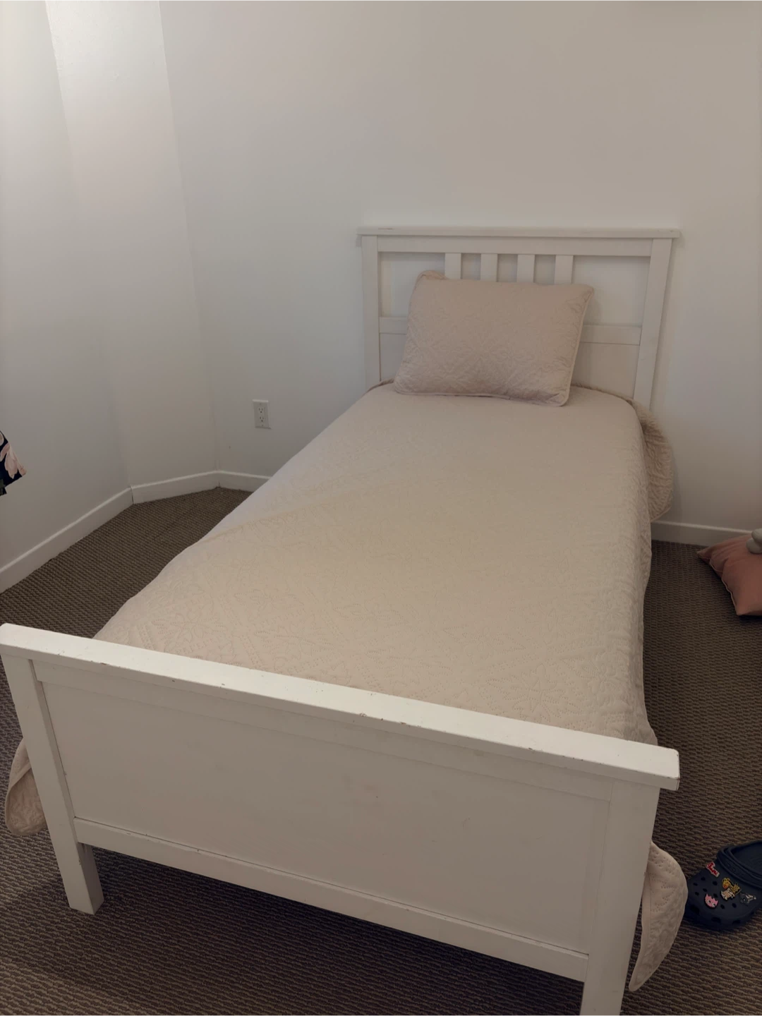White Twin Bed Frame with Headboard