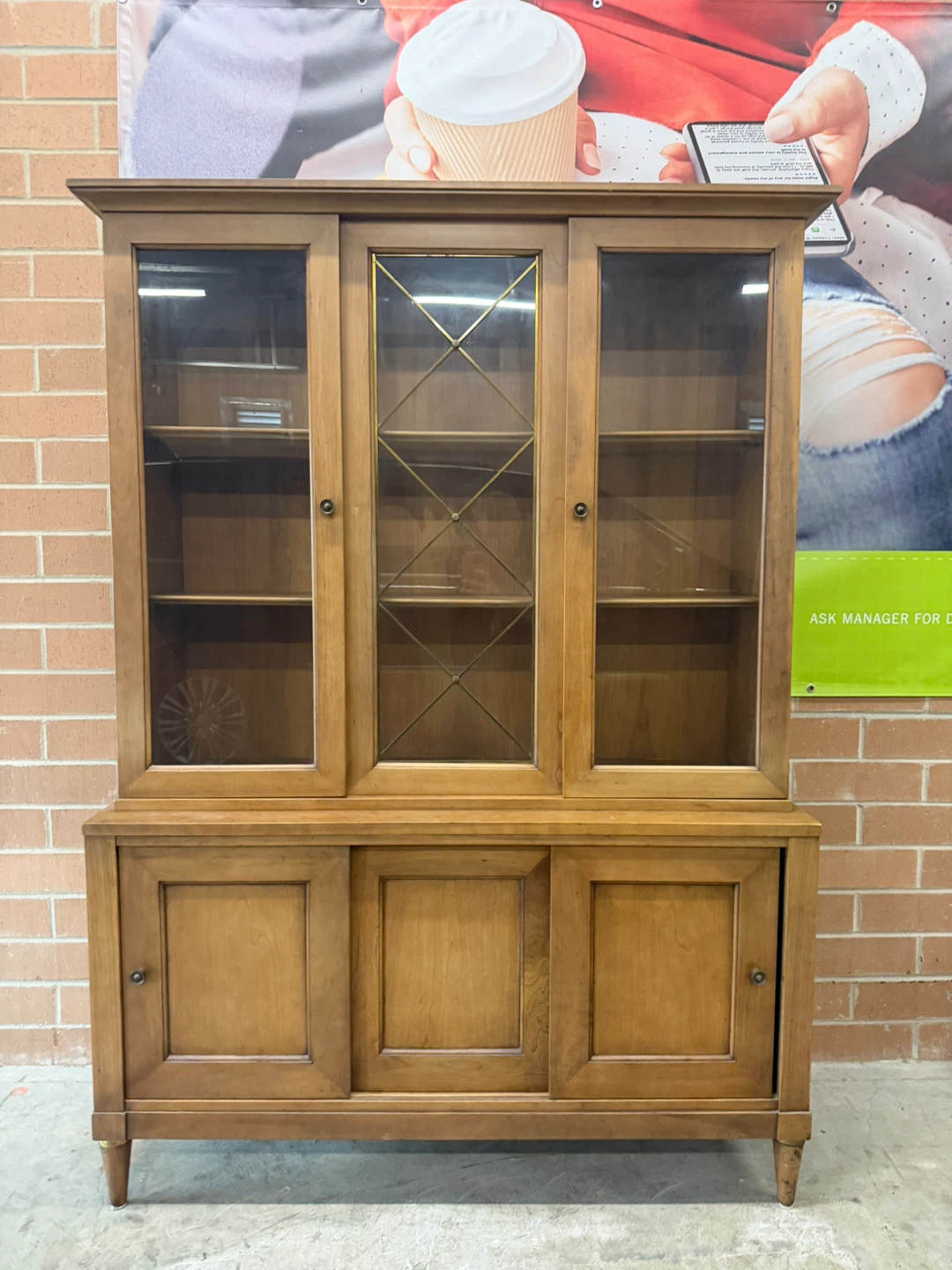 Wooden Display Cabinet with Glass Doors