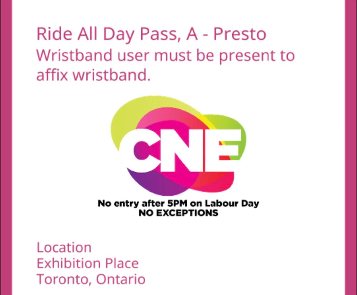CNE Ride All Day Pass