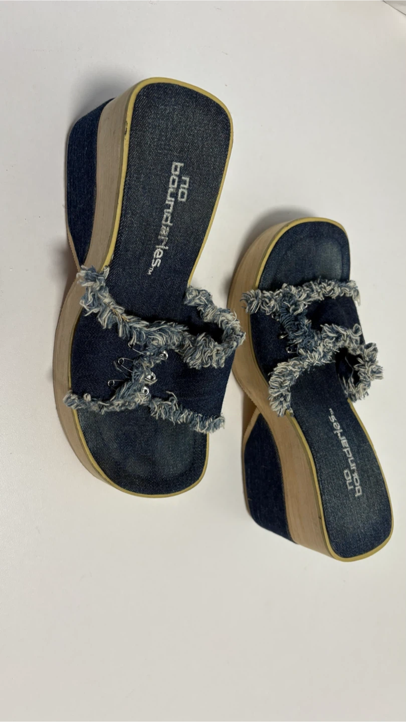 No Boundaries Denim Wedge Sandals