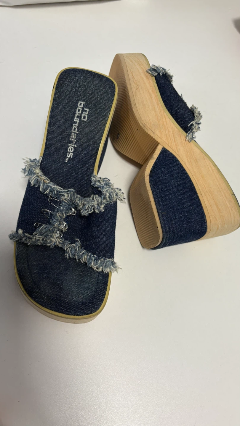 No Boundaries Denim Wedge Sandals - photo 2