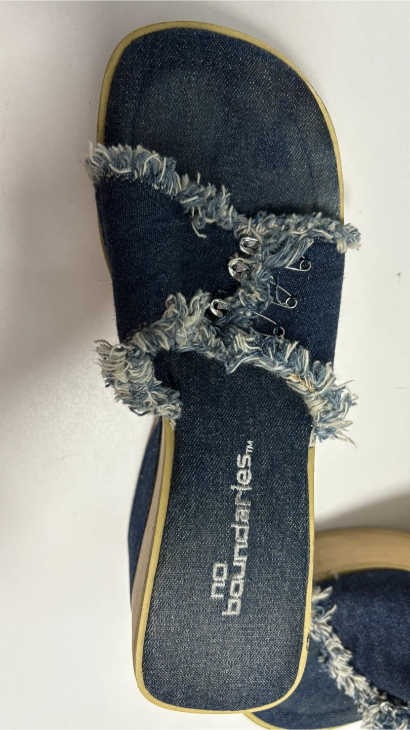 No Boundaries Denim Wedge Sandals - photo 5