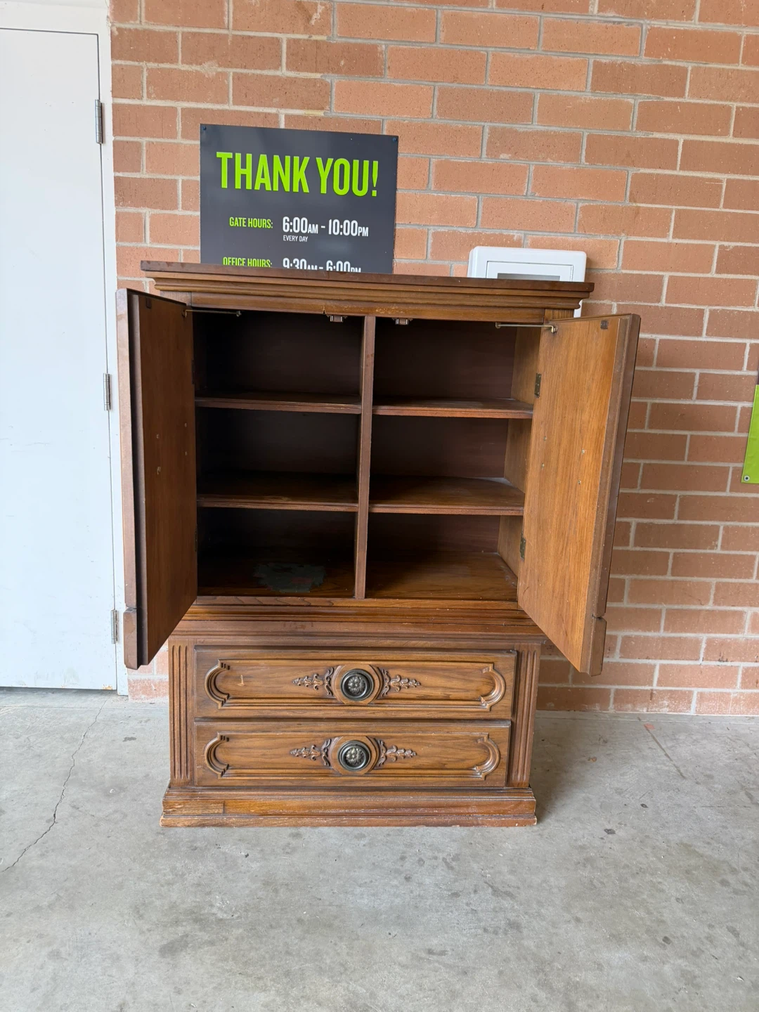 Vintage Wooden Armoire Wardrobe Dresser - photo 2