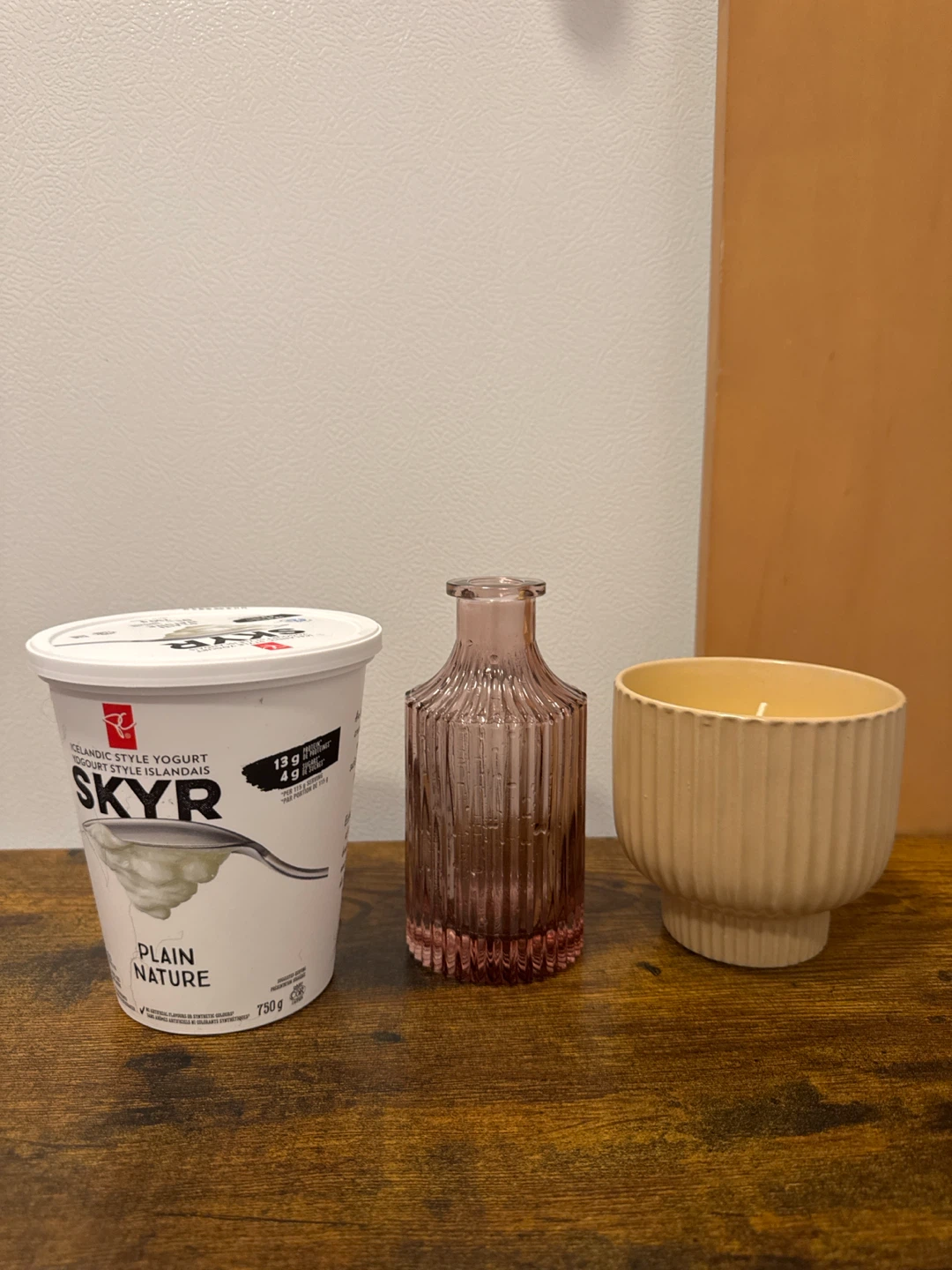 Decorative Pink Glass Vase and candle - photo 3