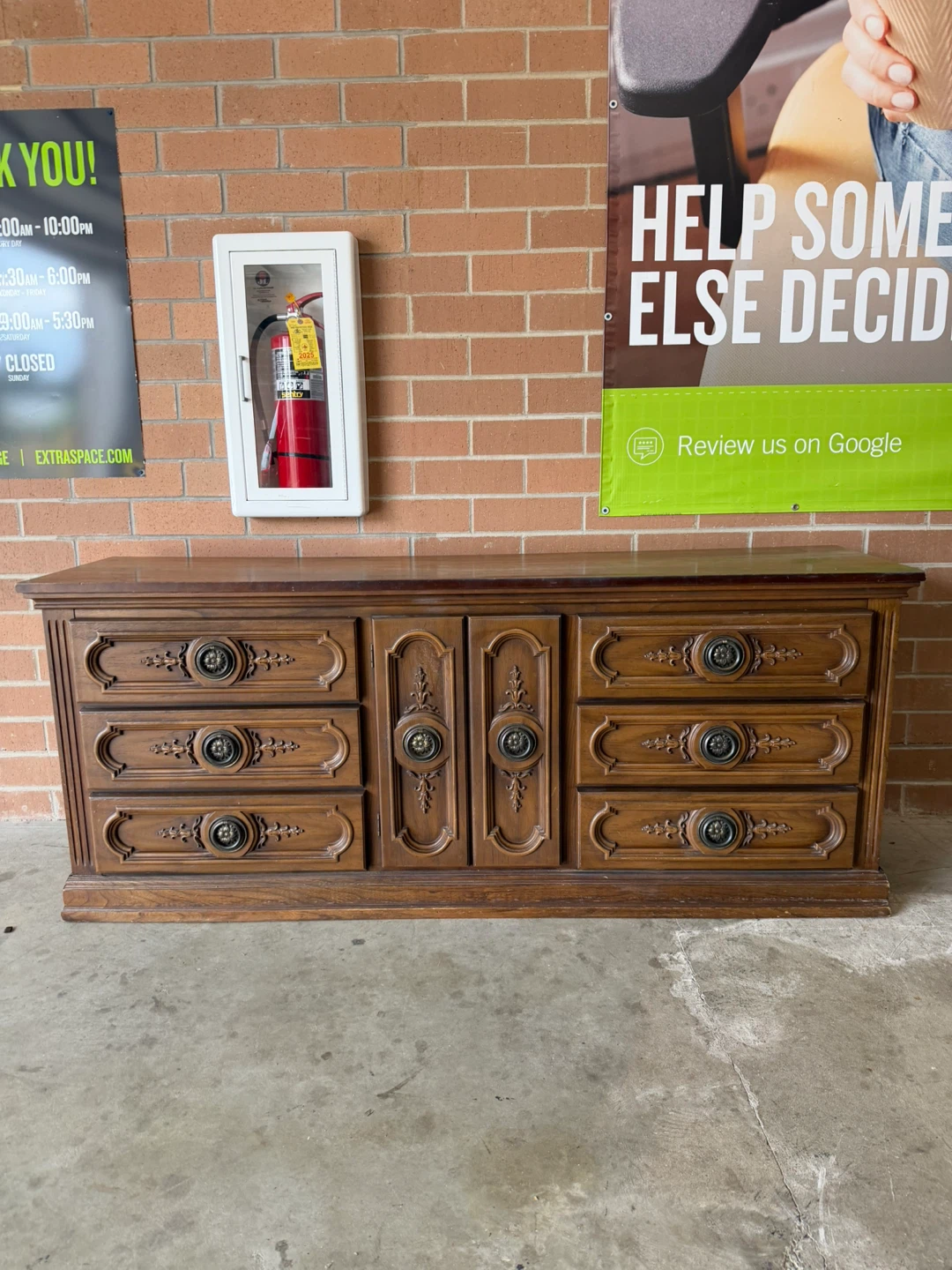 Vintage Wooden Dresser with 9 Drawers