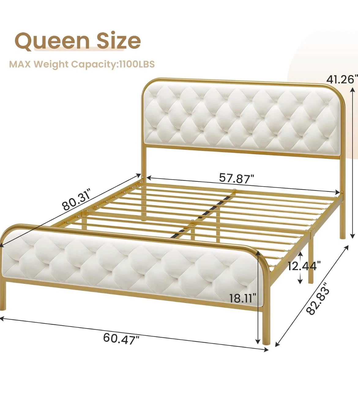 Queen Size Tufted Upholstered Bed Frame - photo 3