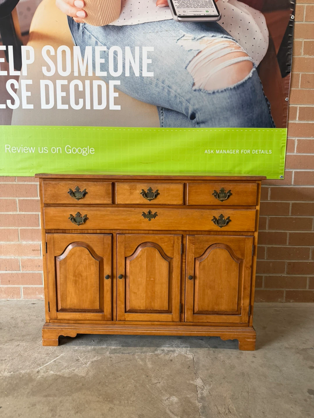 Vintage Wooden Sideboard with Drawers and Cabinets