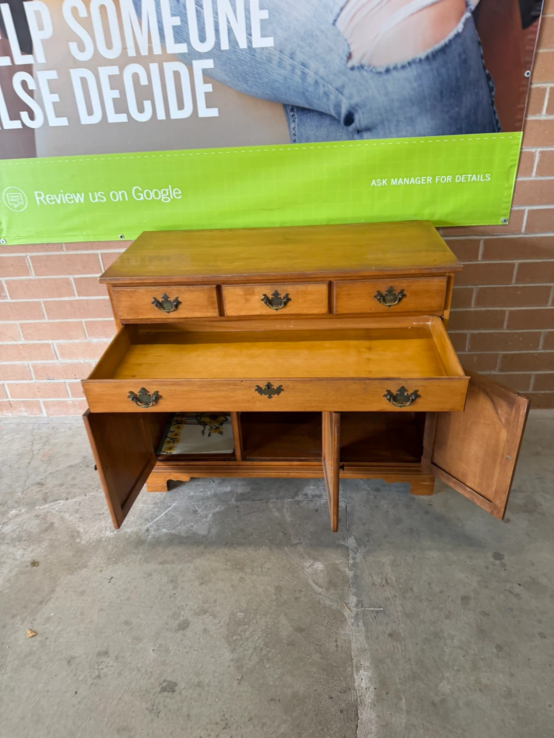 Vintage Wooden Sideboard with Drawers and Cabinets - photo 3