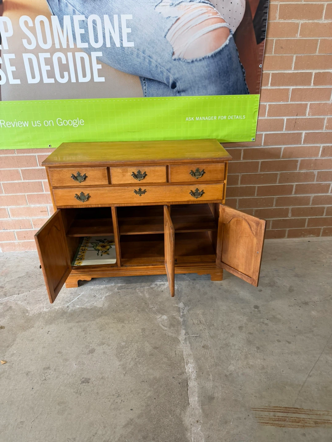 Vintage Wooden Sideboard with Drawers and Cabinets - photo 4