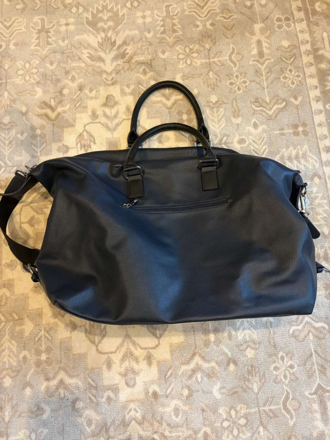 Dark Blue soft Leather-like Duffle Bag