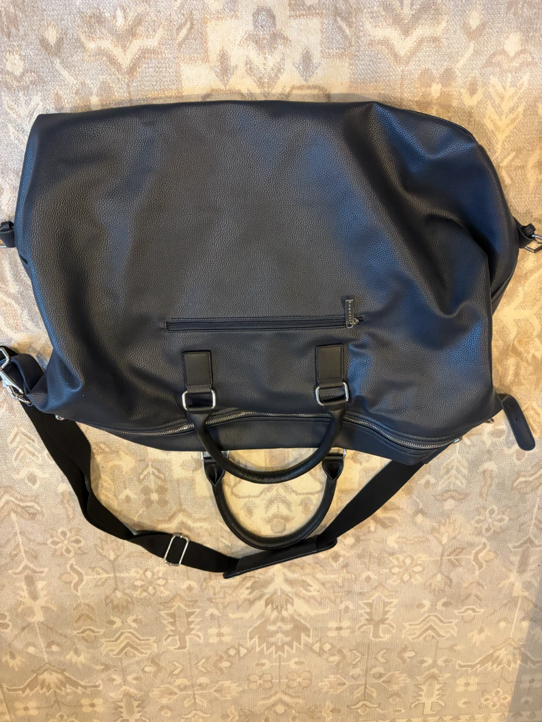 Dark Blue soft Leather-like Duffle Bag - photo 2
