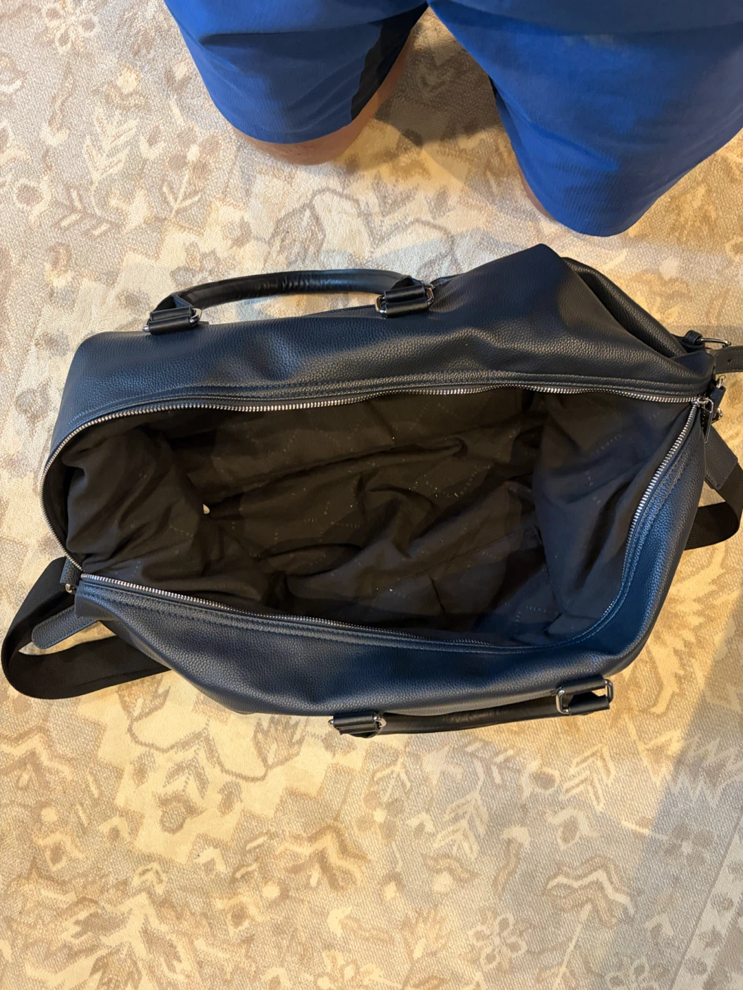 Dark Blue soft Leather-like Duffle Bag - photo 4
