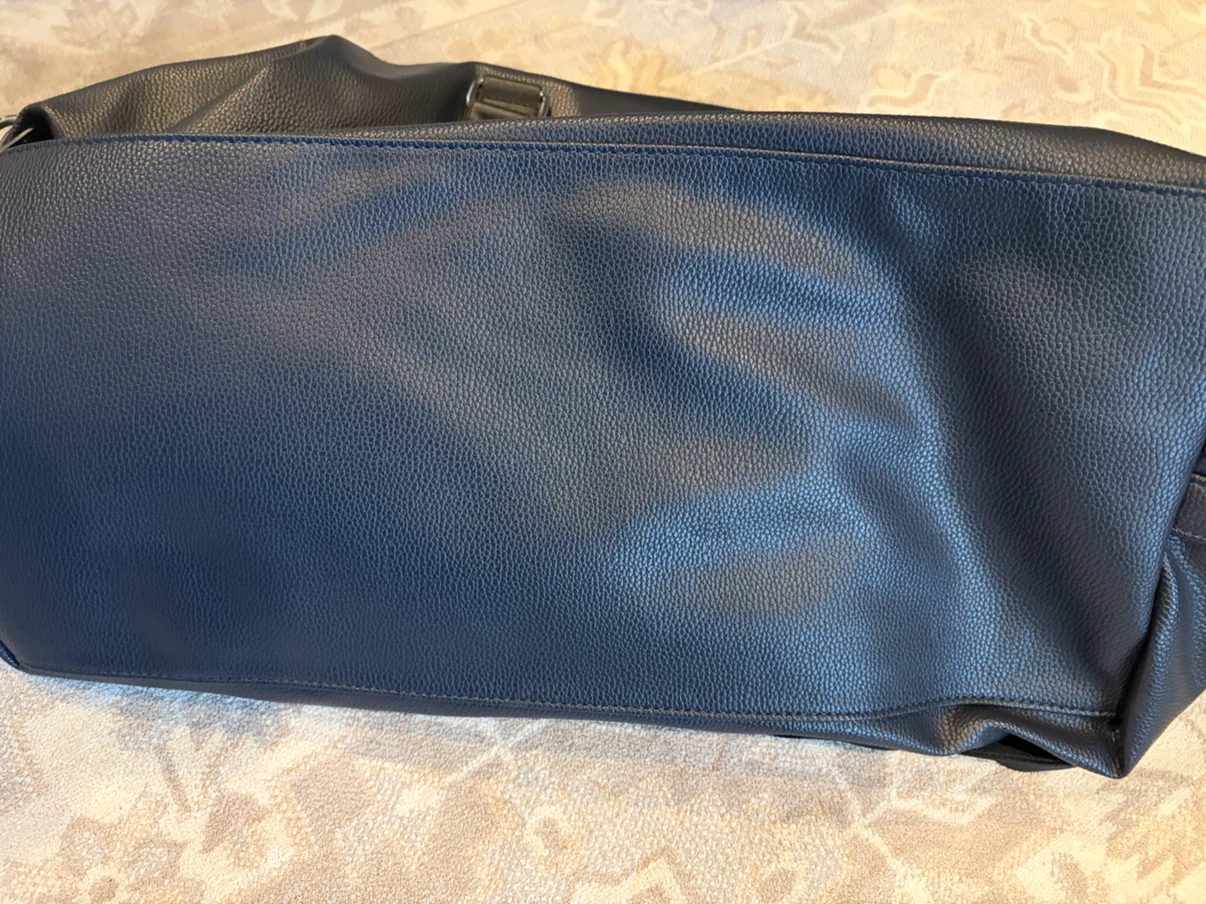 Dark Blue soft Leather-like Duffle Bag - photo 5