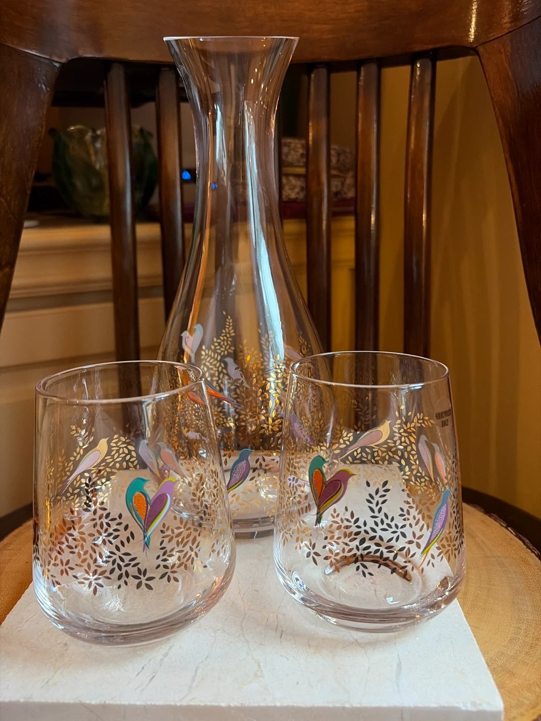 Stunning Sara Miller Portmeiron Wine Carafe and Glasses
