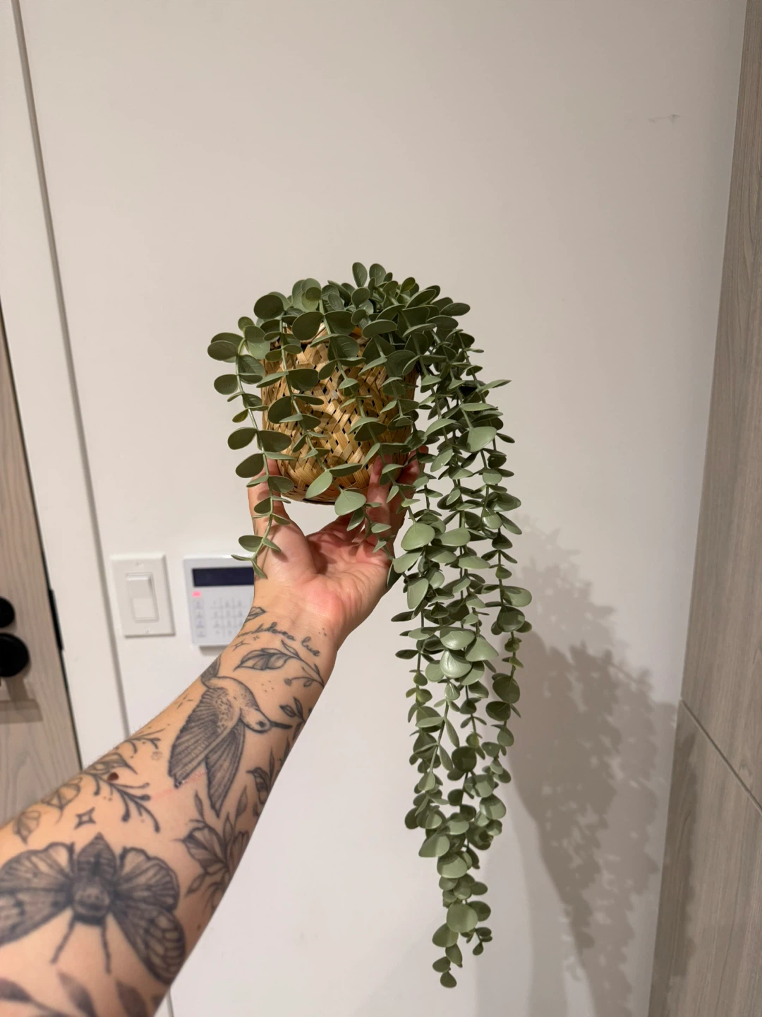 Artificial Hanging Plant in Woven Basket