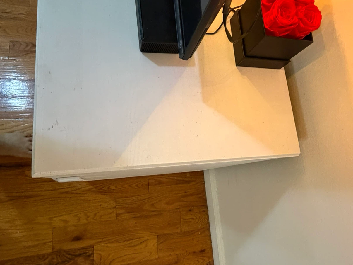 White TV Stand with Glass Sliding Doors - photo 4