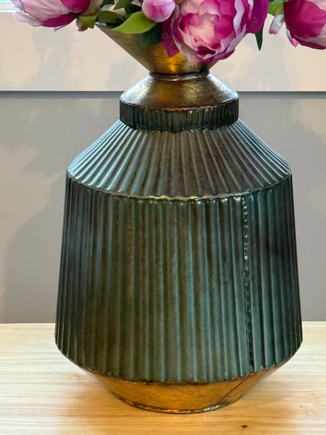 Handcrafted Artificial Flower Arrangement with Metal Vase - photo 3