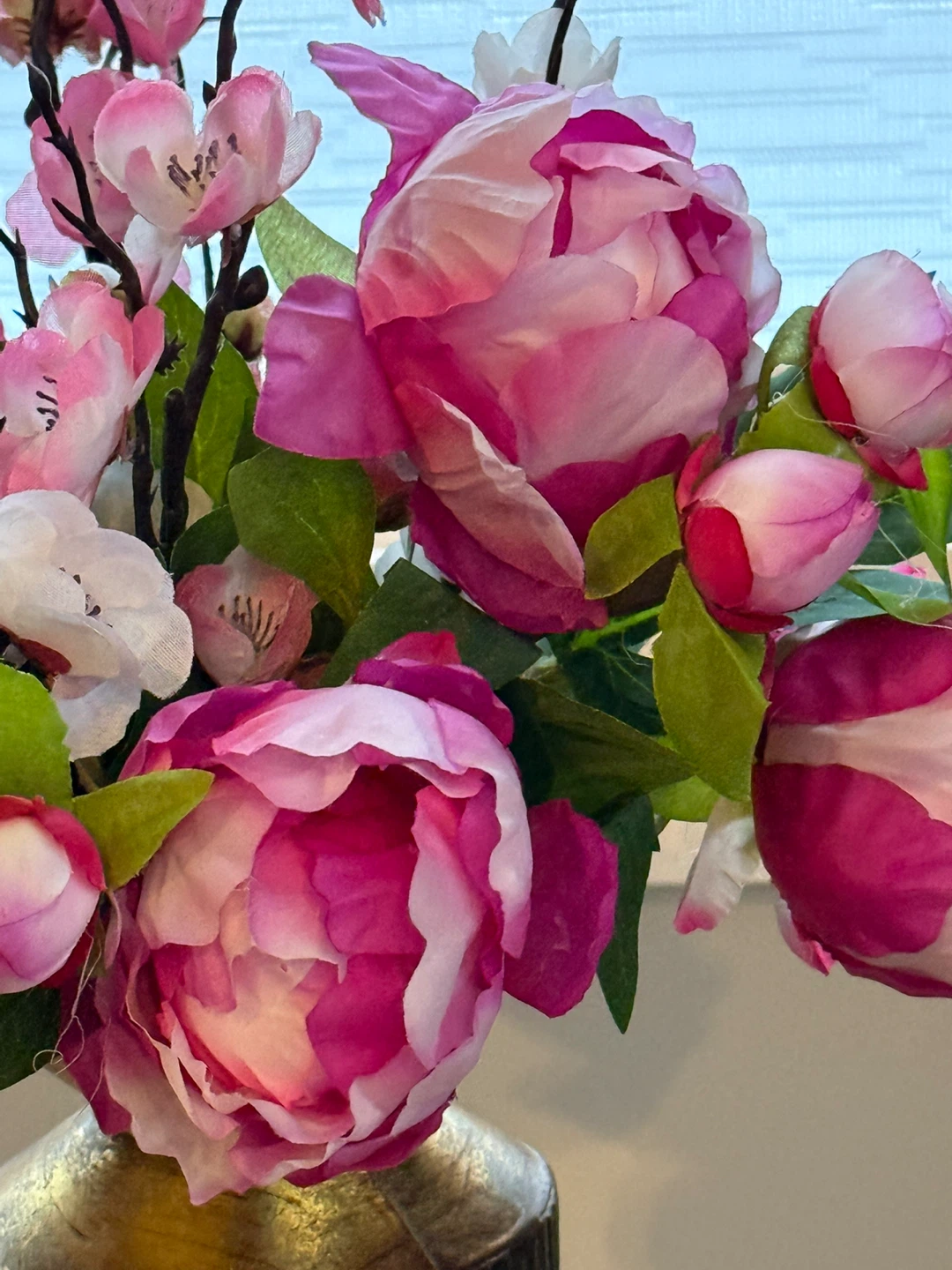 Handcrafted Artificial Flower Arrangement with Metal Vase - photo 5