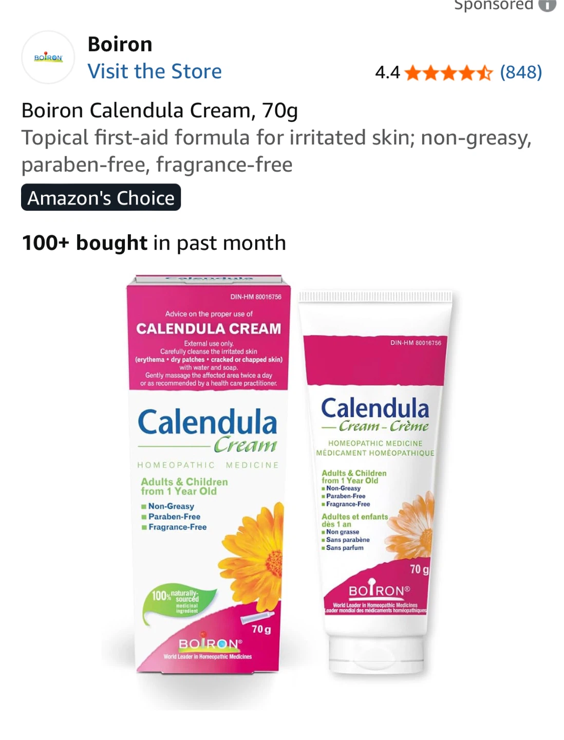 Boiron Calendula Cream, 70g