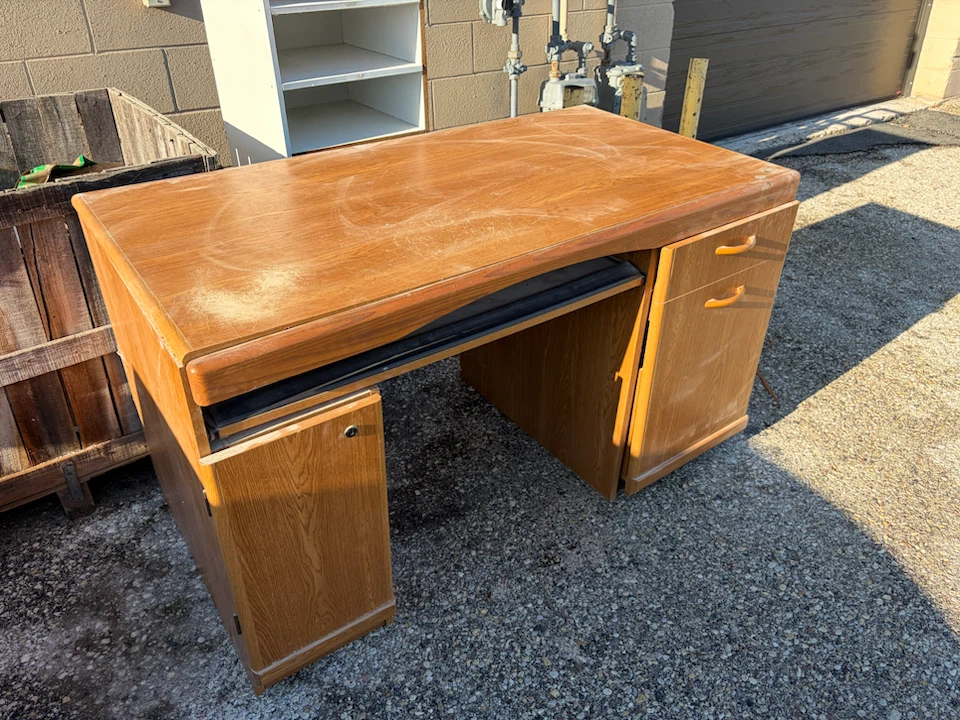 Wooden Desk with Keyboard Tray