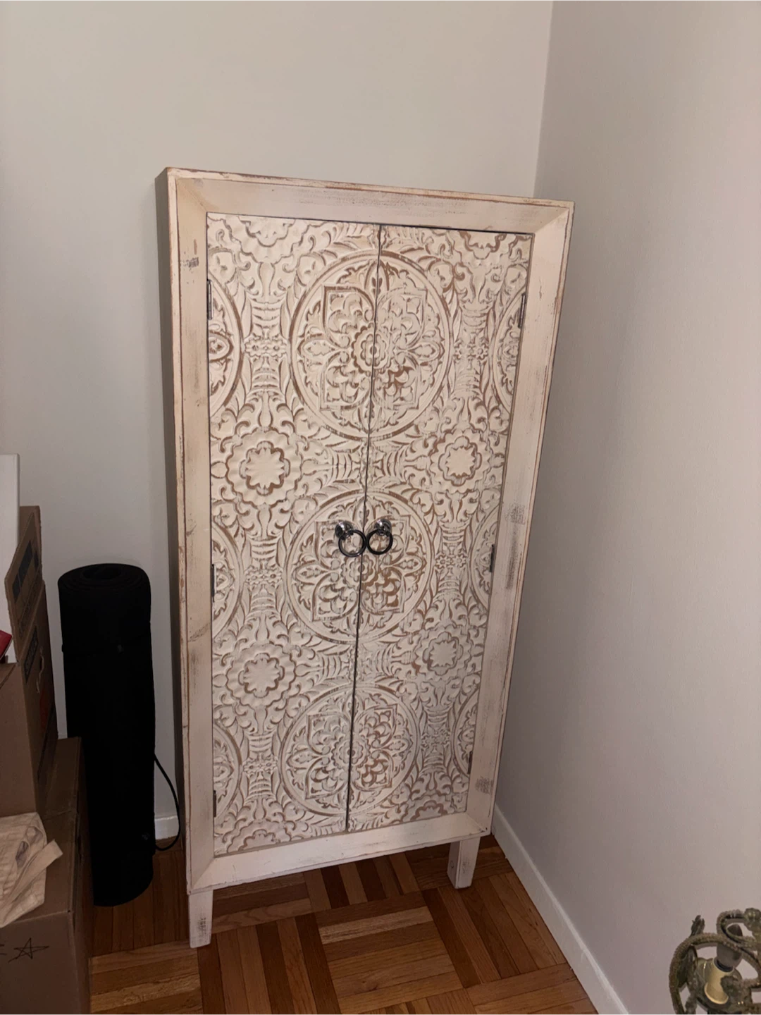 Carved Wood Cabinet with Doors - photo 2