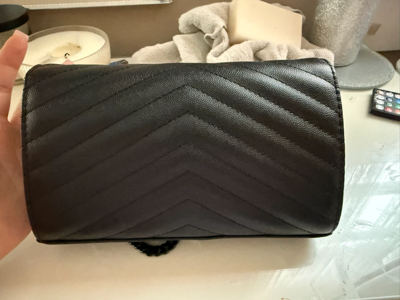 Black YSL Wallet on Chain - photo 3