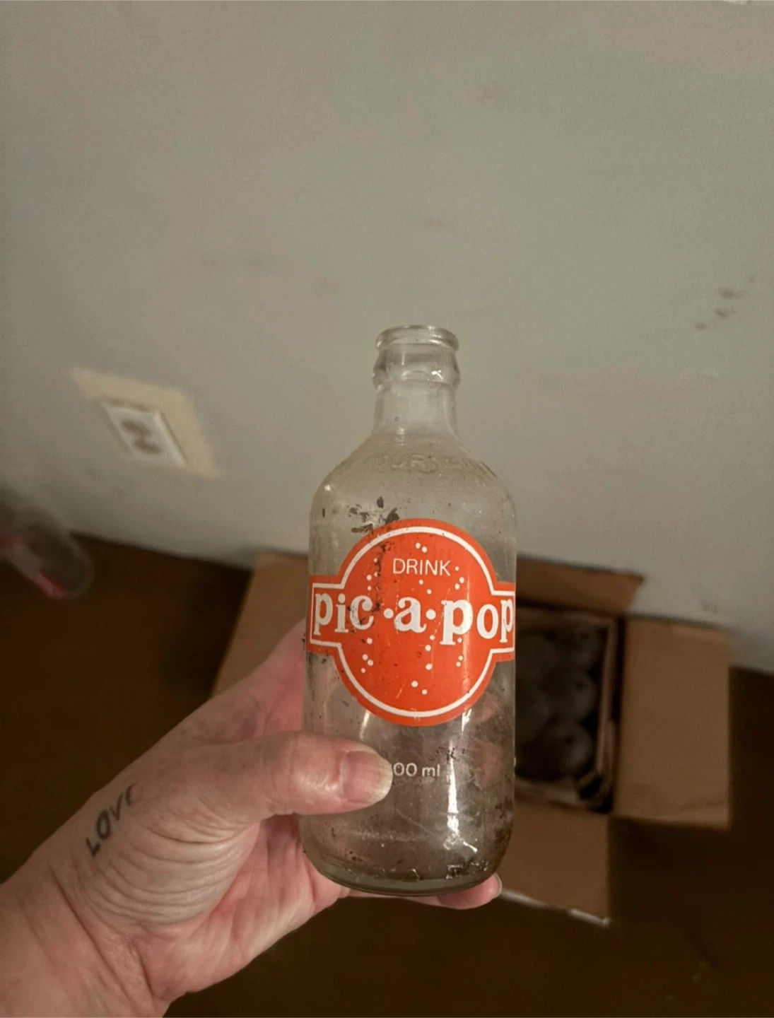 Vintage 1970s glass pic-a-pop and The Pop Shoppe bottles
