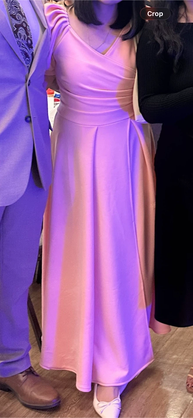 Pink Peach Puff Sleeve Dress S-M - photo 2