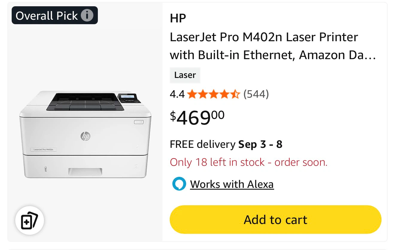 HP LaserJet Pro M402n Monochrome Laser Printer