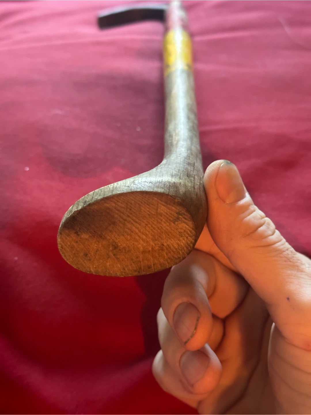 Antique Red & Yellow Wooden Bale Hook, Logging Tool - photo 2