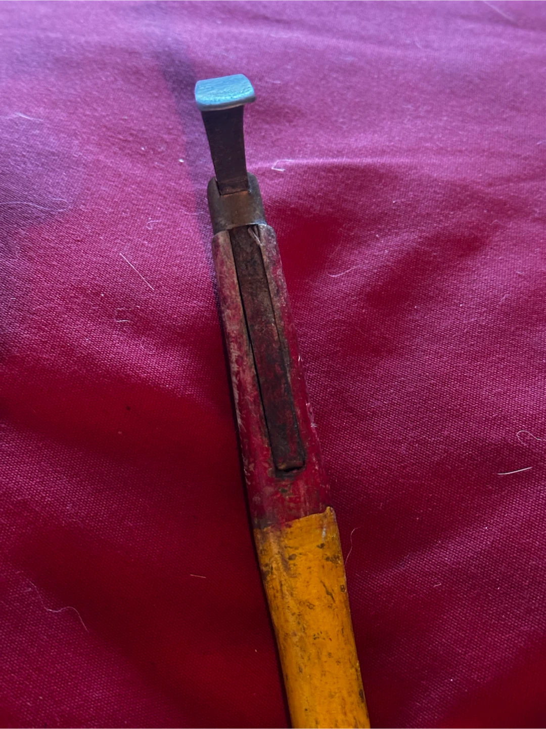 Antique Red & Yellow Wooden Bale Hook, Logging Tool - photo 4