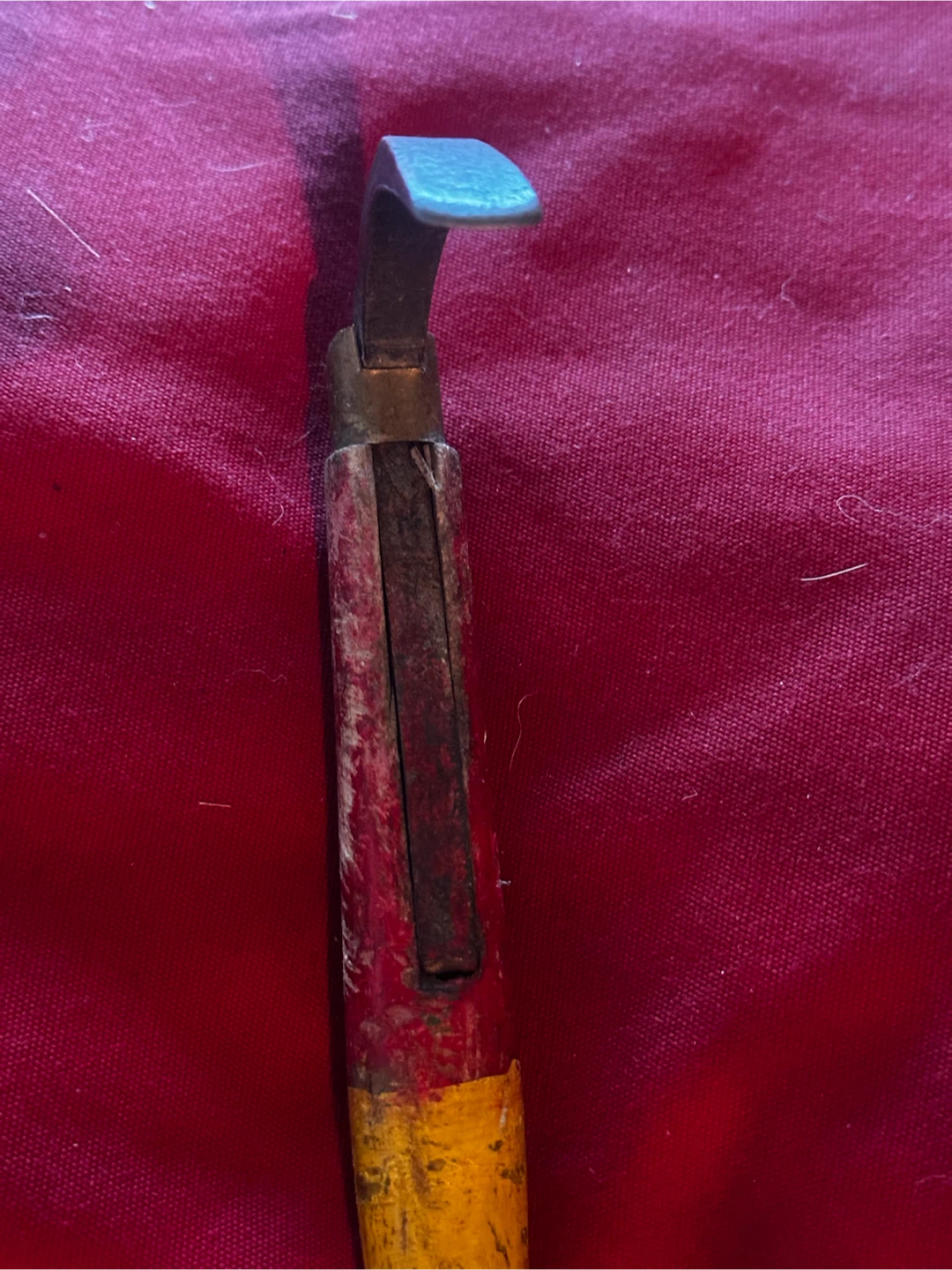 Antique Red & Yellow Wooden Bale Hook, Logging Tool - photo 5