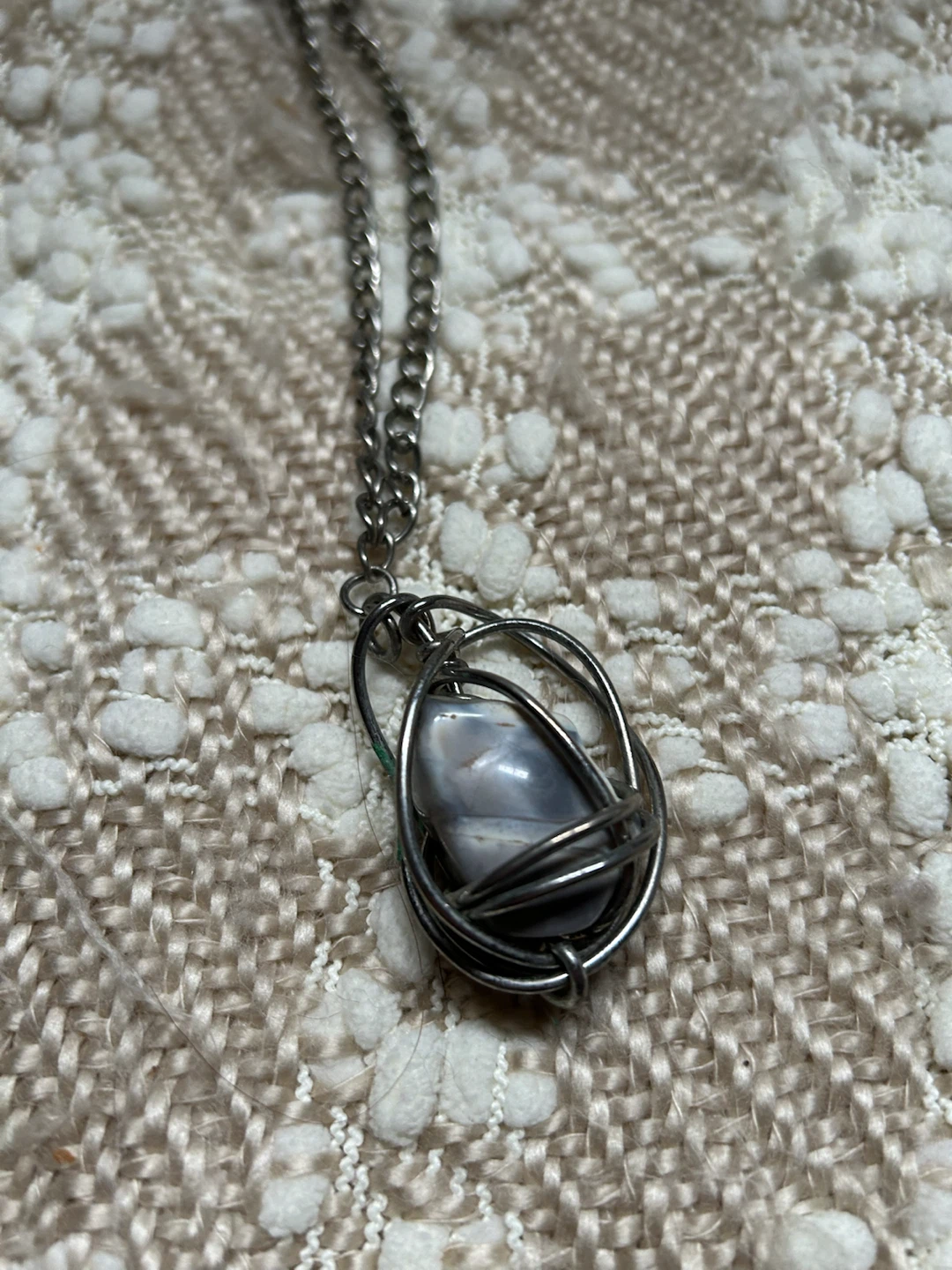 Chevron amethyst tumbled stone pendant