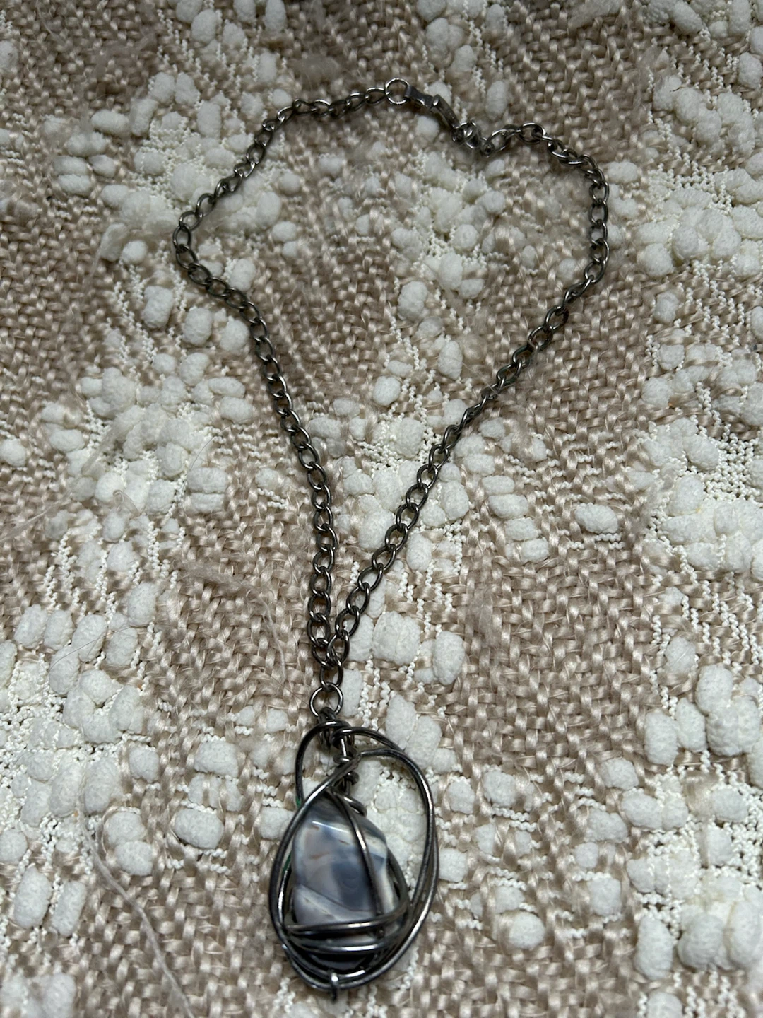 Chevron amethyst tumbled stone pendant - photo 2
