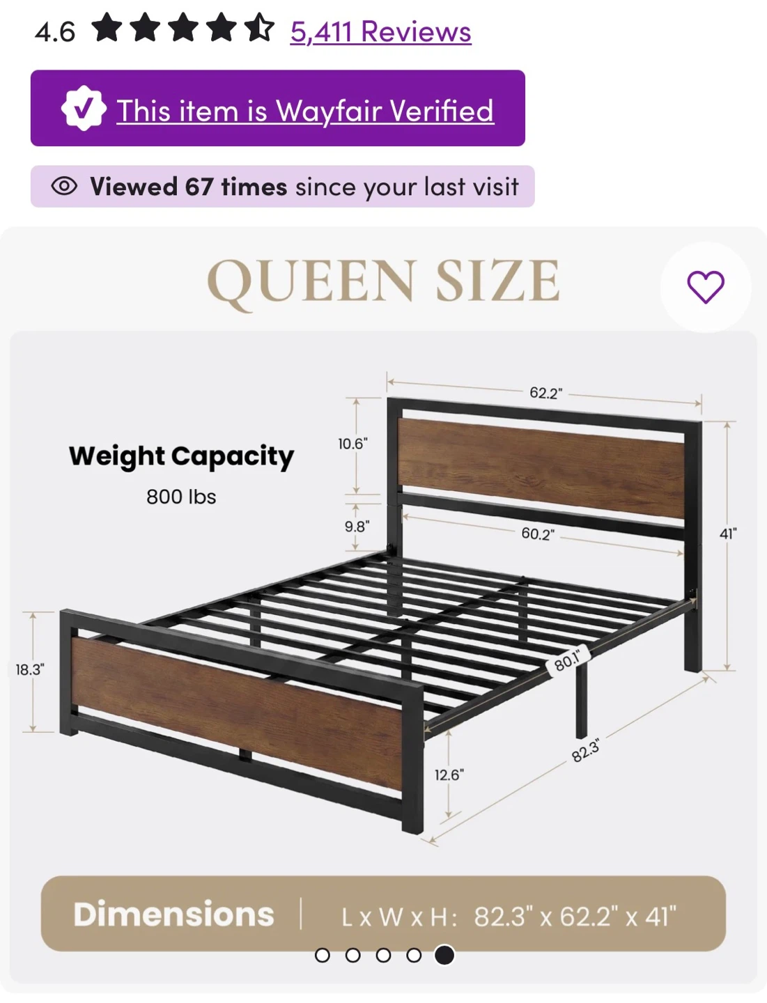 Like-New Queen Metal Bed Frame from Wayfair - photo 2