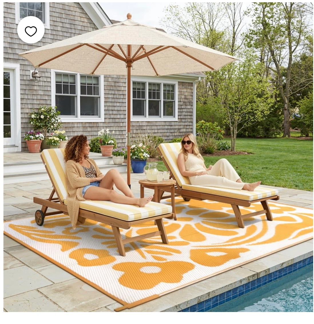 Yellow Floral Outdoor Area Rug - UV & Water Resistant - photo 2