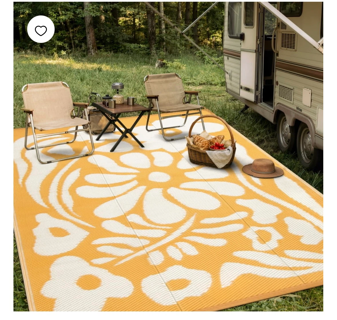 Yellow Floral Outdoor Area Rug - UV & Water Resistant - photo 5