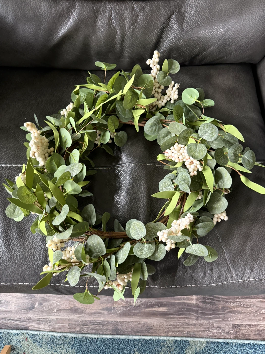 Handcrafted Faux Eucalyptus and Berry Wreath