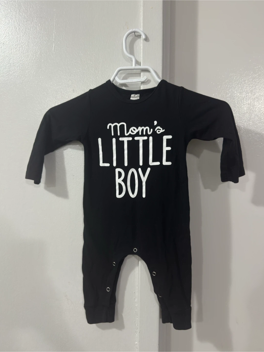 Black "Mom's Little Boy" Cotton Romper Size 90