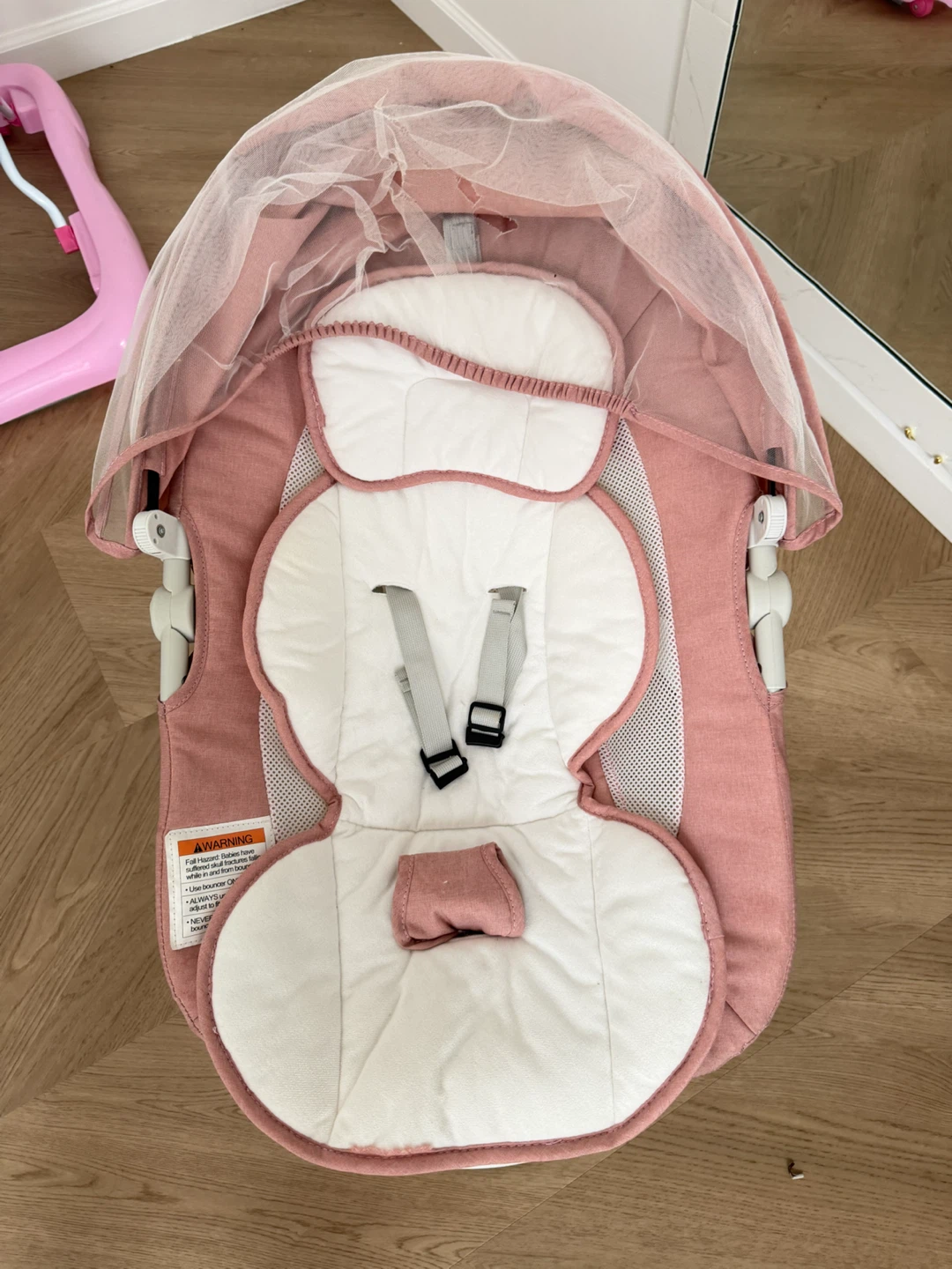 Pink Baby Bouncer Chair with Mosquito Net - photo 2