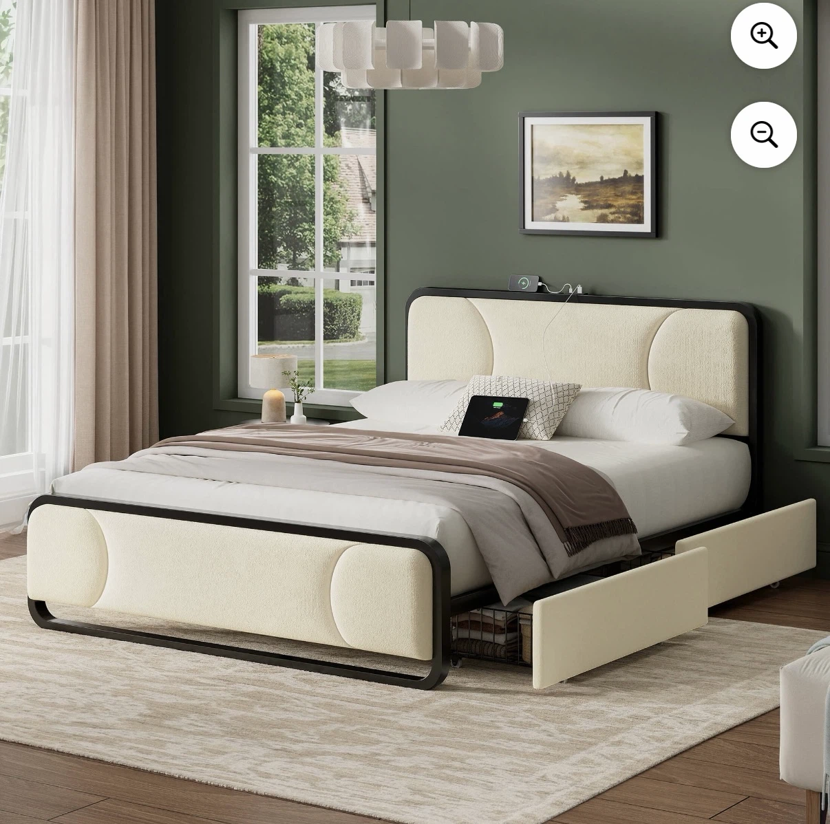 Queen Size Upholstered Platform Bed Frame