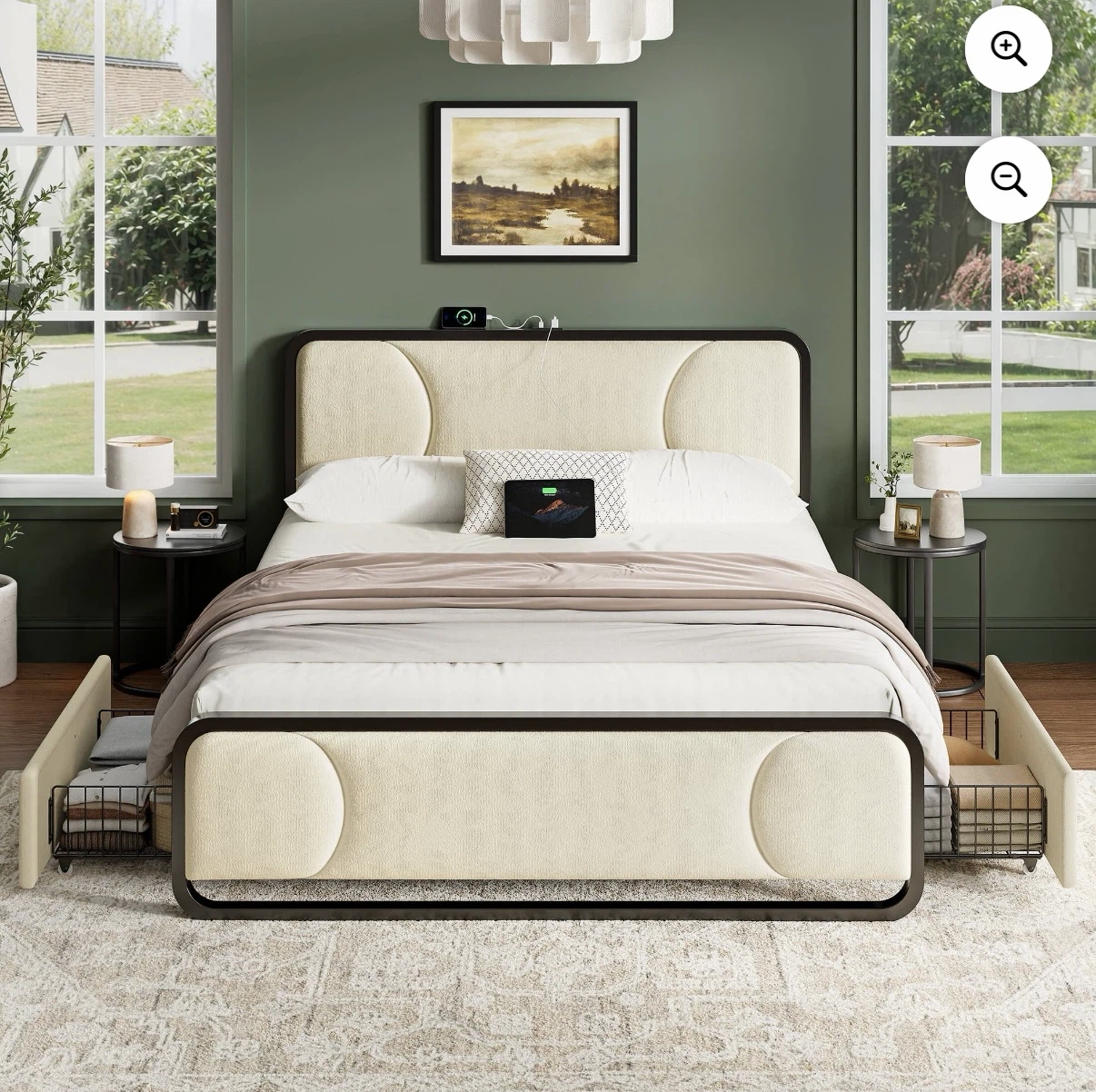 Queen Size Upholstered Platform Bed Frame - photo 2
