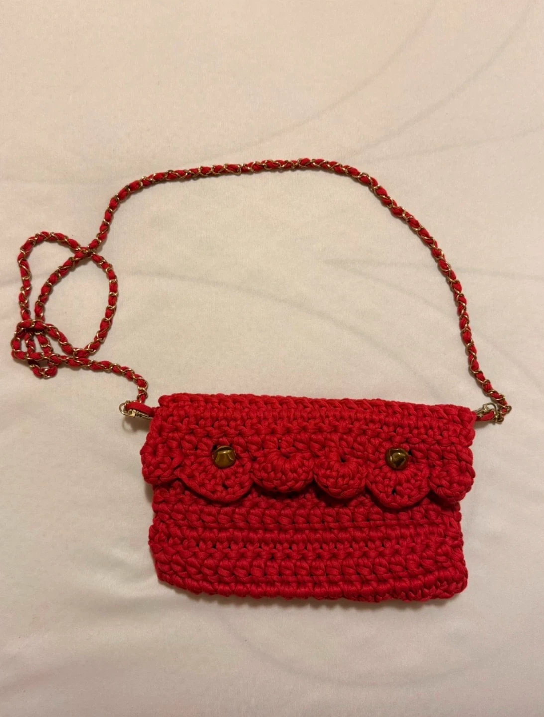 NEW Red Crochet Mini Bag with Chain Strap