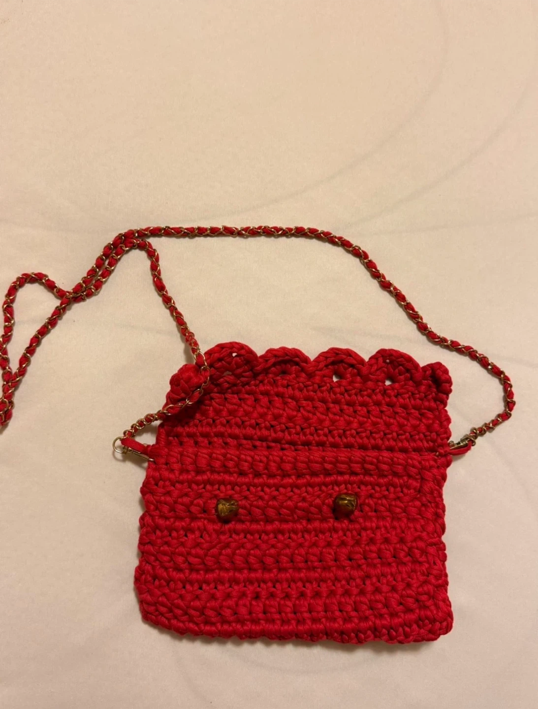 NEW Red Crochet Mini Bag with Chain Strap - photo 2