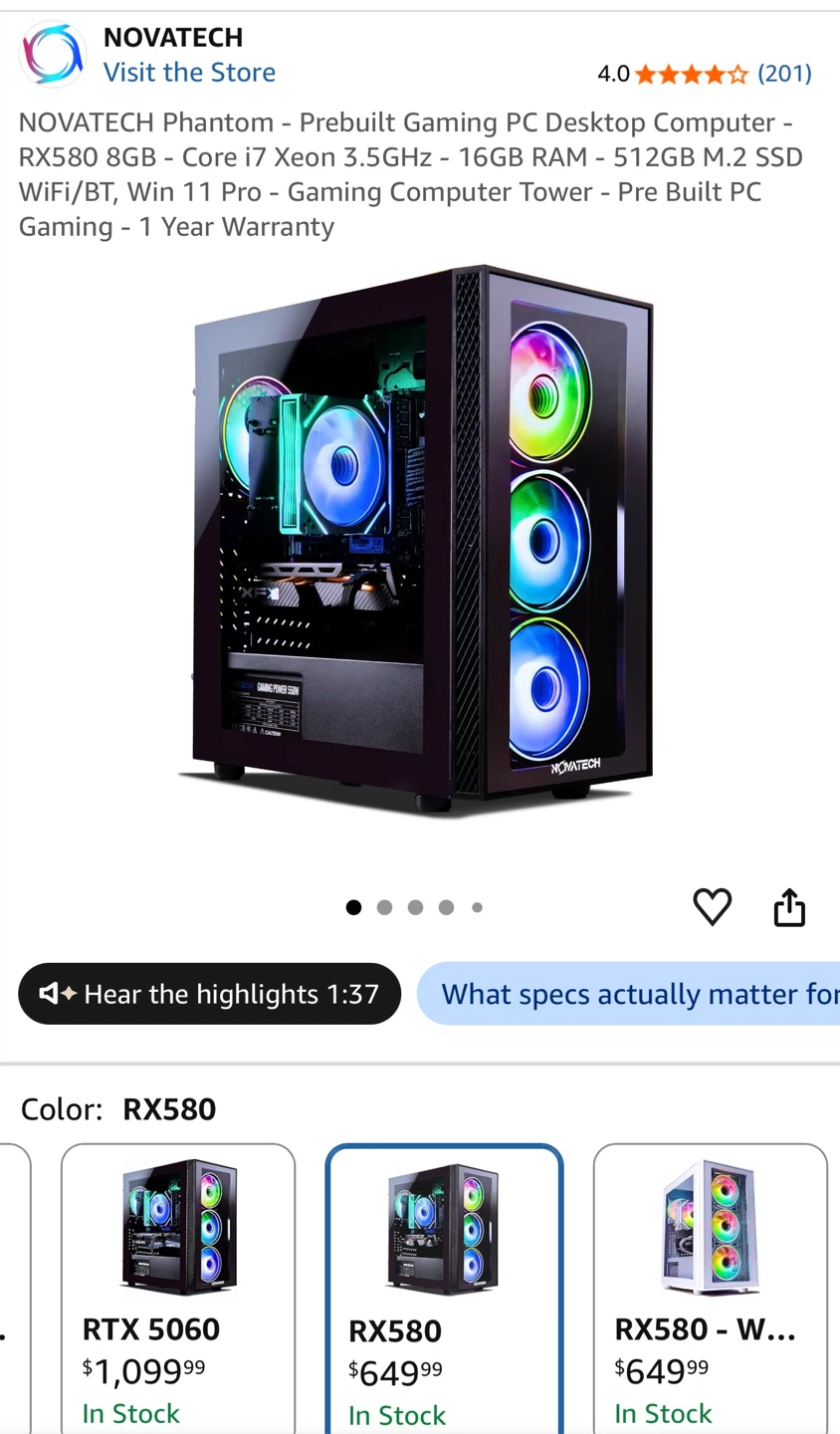 NOVATECH Gaming PC and Monitor