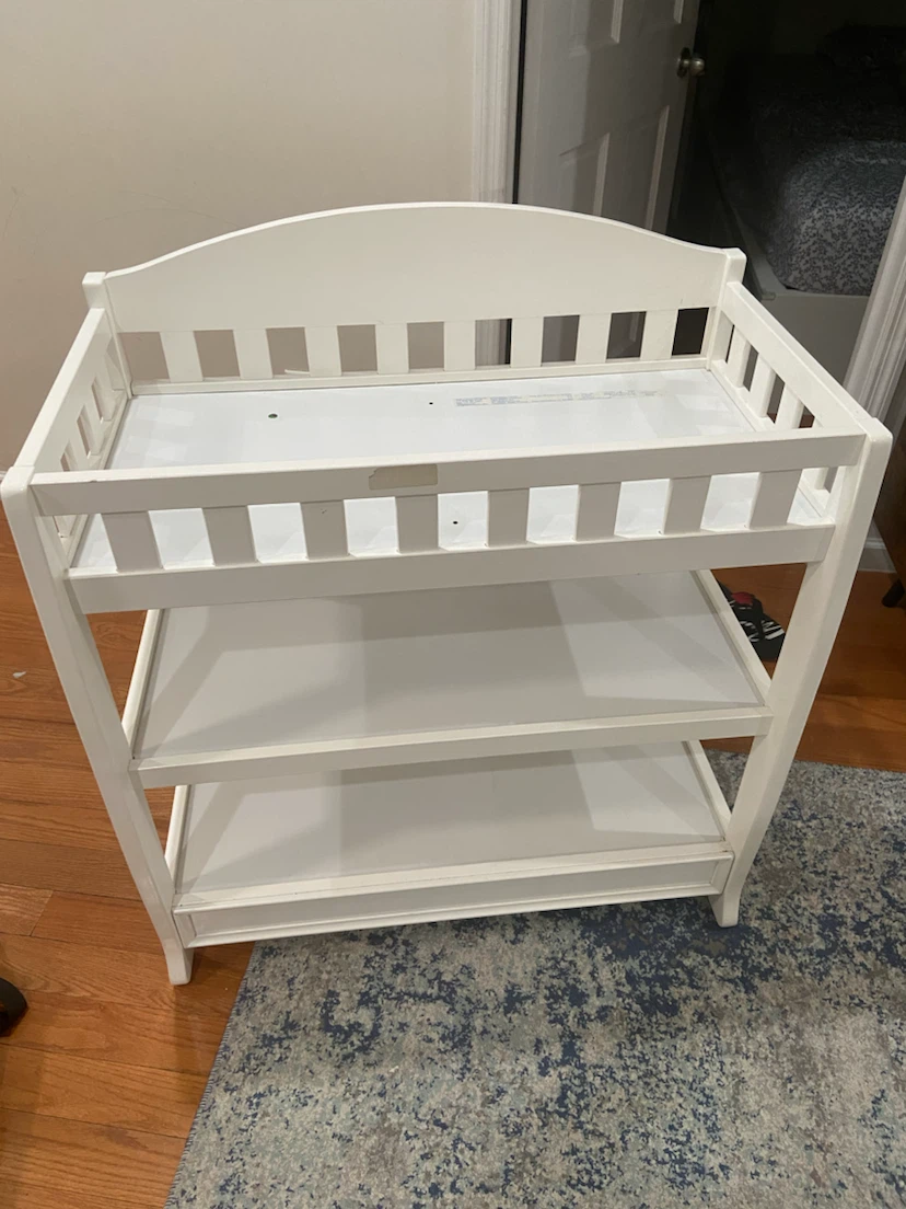 White Baby Changing Table with Shelves