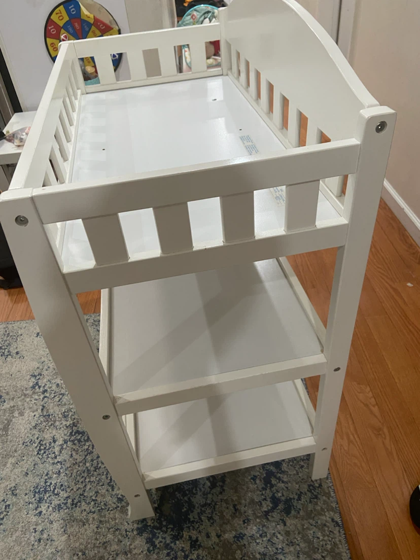 White Baby Changing Table with Shelves - photo 2